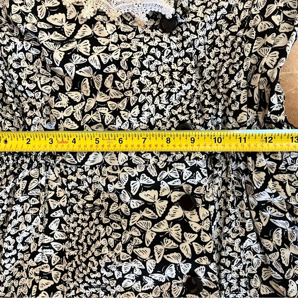 Vintage 80s Dress size 14 Liz Roberts Butterfly Print With While Collar - Picture 6 of 7